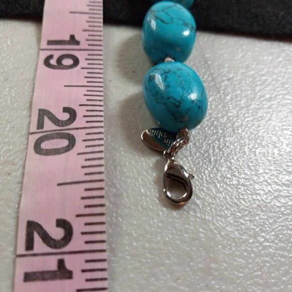 Vintage Lia Sophia Blue Grotto Necklace Dye Howlite Offset Necklace Cottagecore - Picture 5 of 8